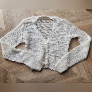 Beautiful Vintage White HandKnitted Cardigan Sweater